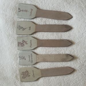 Handcrafted pottery garden flower herb stakes, set of 5